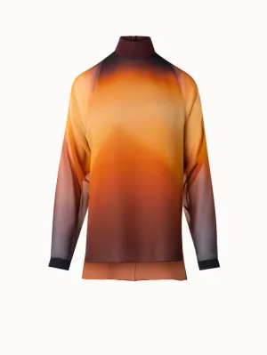 Silk Blouse with Autumn Twilight Print