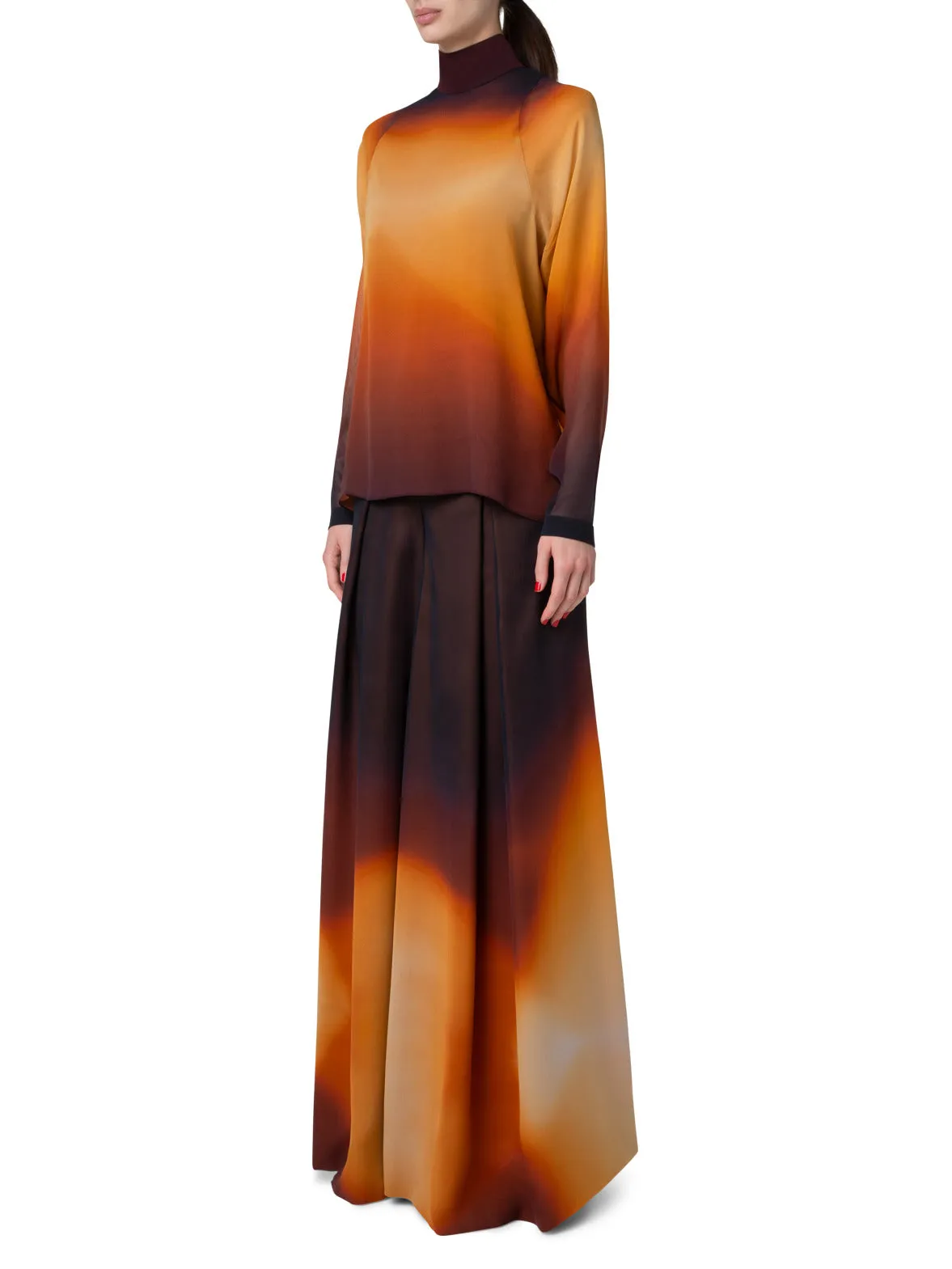 Silk Blouse with Autumn Twilight Print