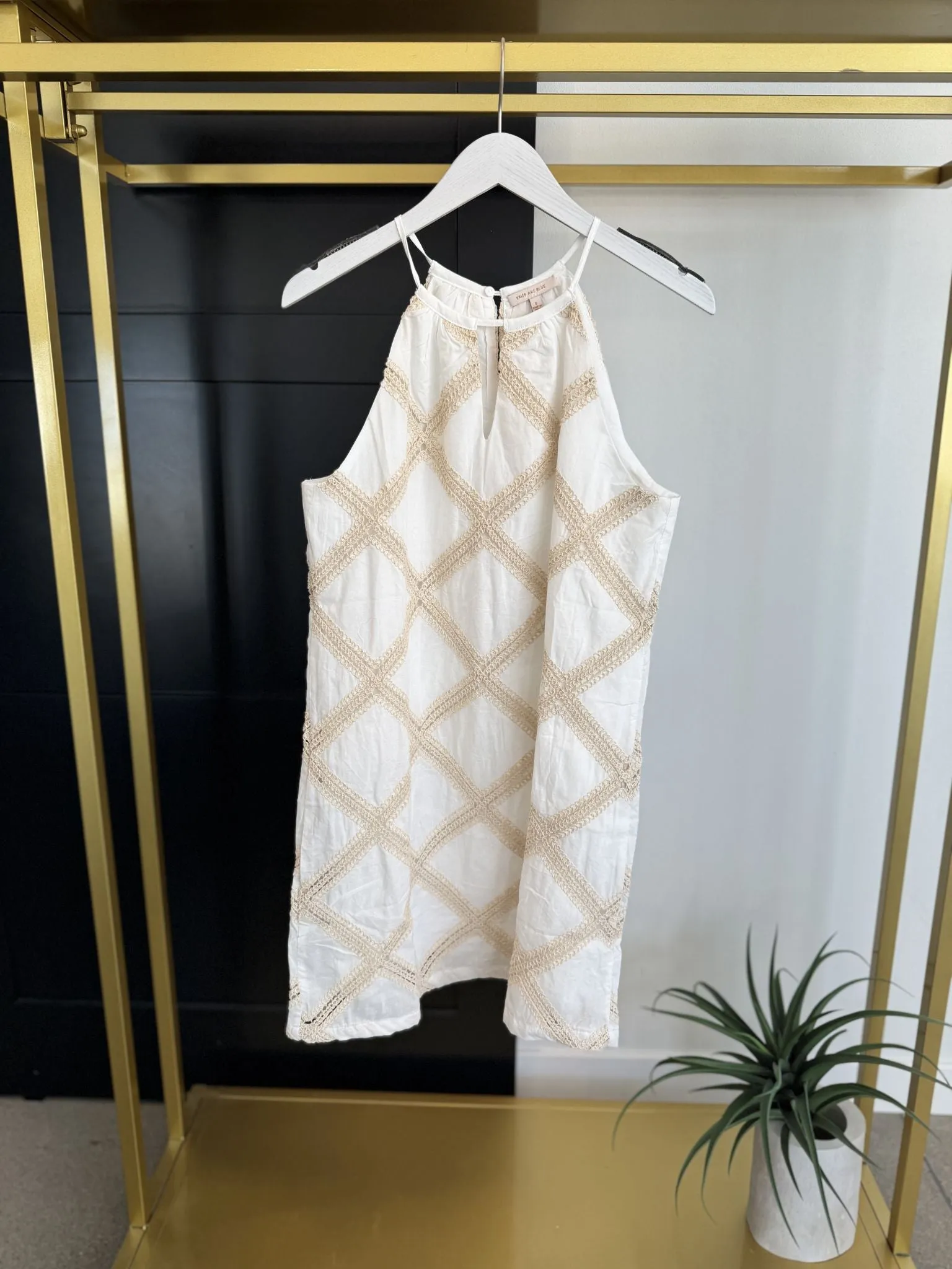 Skies Are Blue Crochet Patch Halter Dress