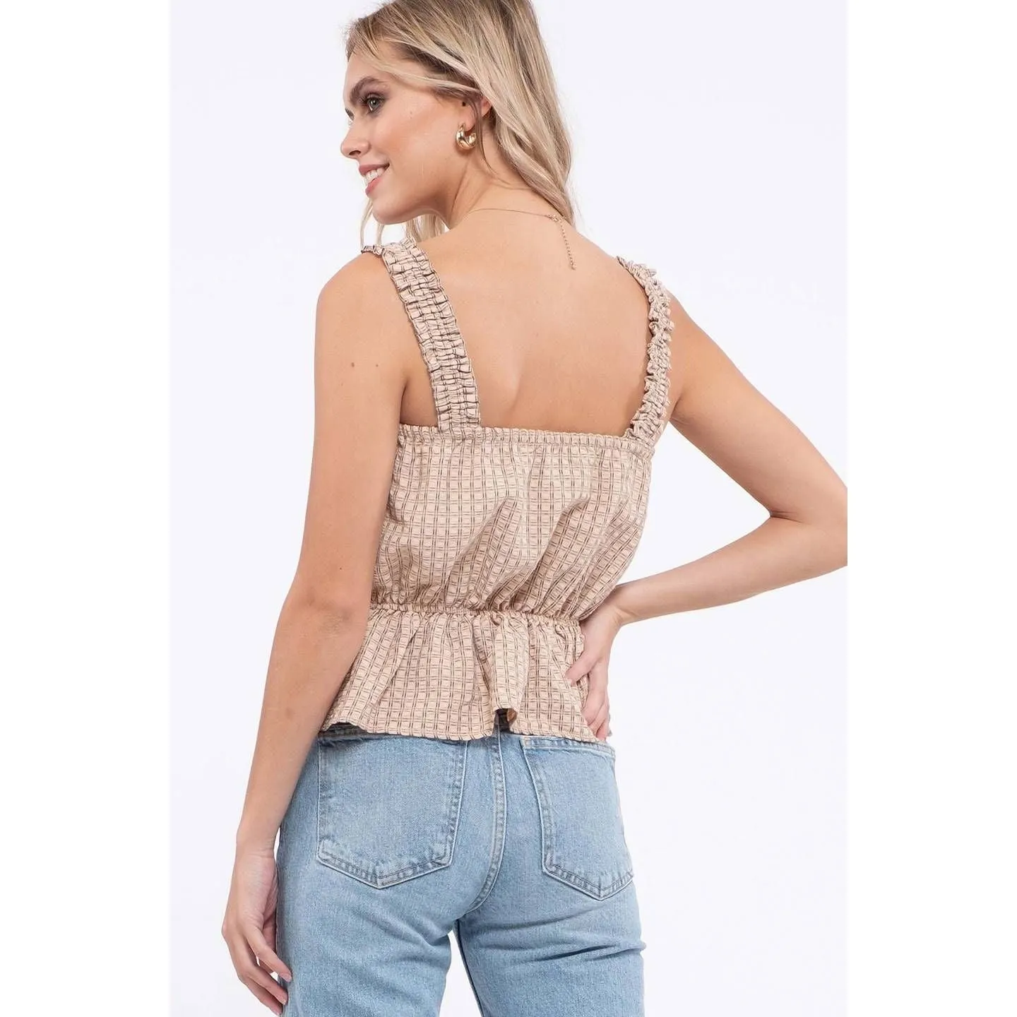 Sleeveless Embroidered Woven Top