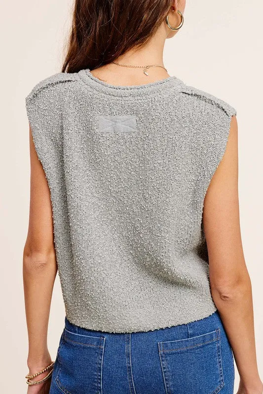 Slouchy Cropped Sleeve Sweater Top