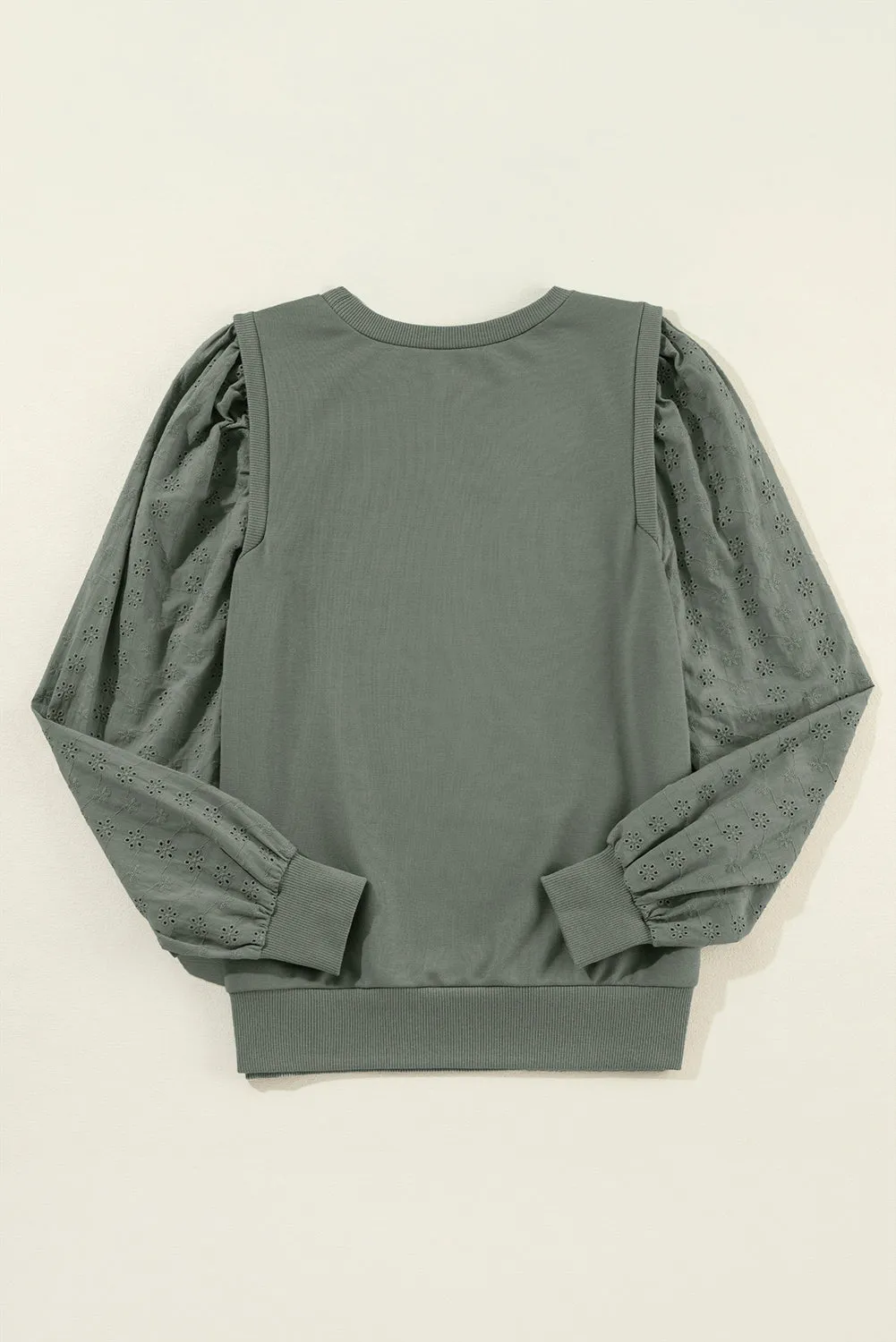 Solid Sleeve Round Neck Sweatshirt