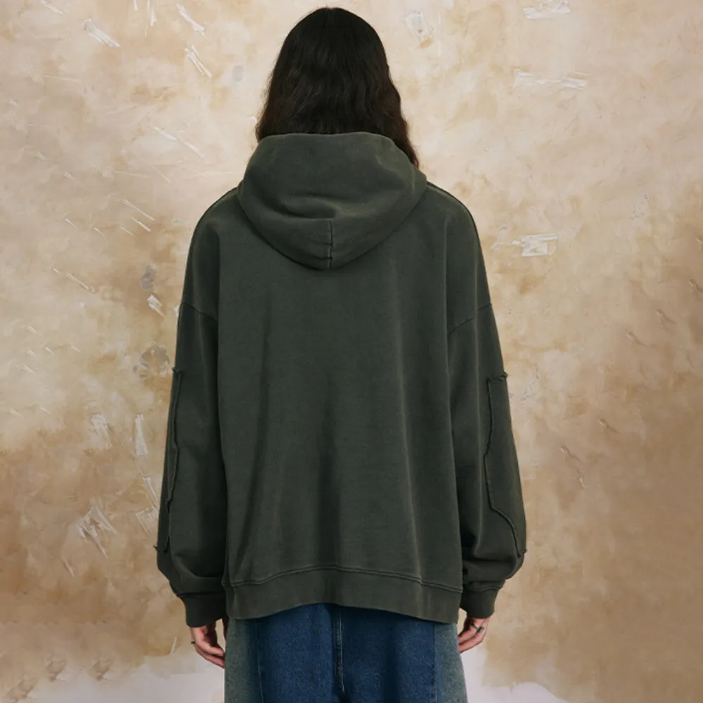 Solid Washed Patch Hoodie