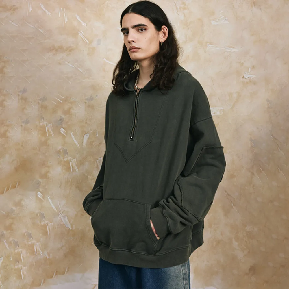 Solid Washed Patch Hoodie