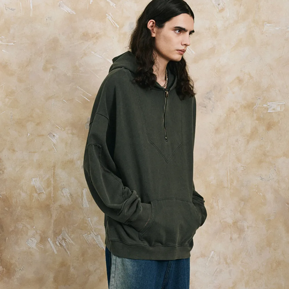 Solid Washed Patch Hoodie