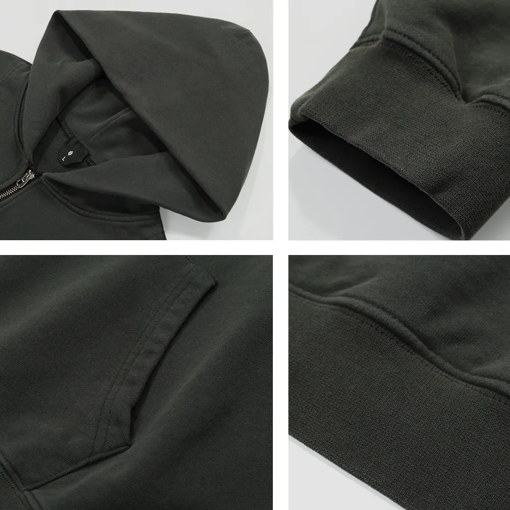 Solid Washed Patch Hoodie