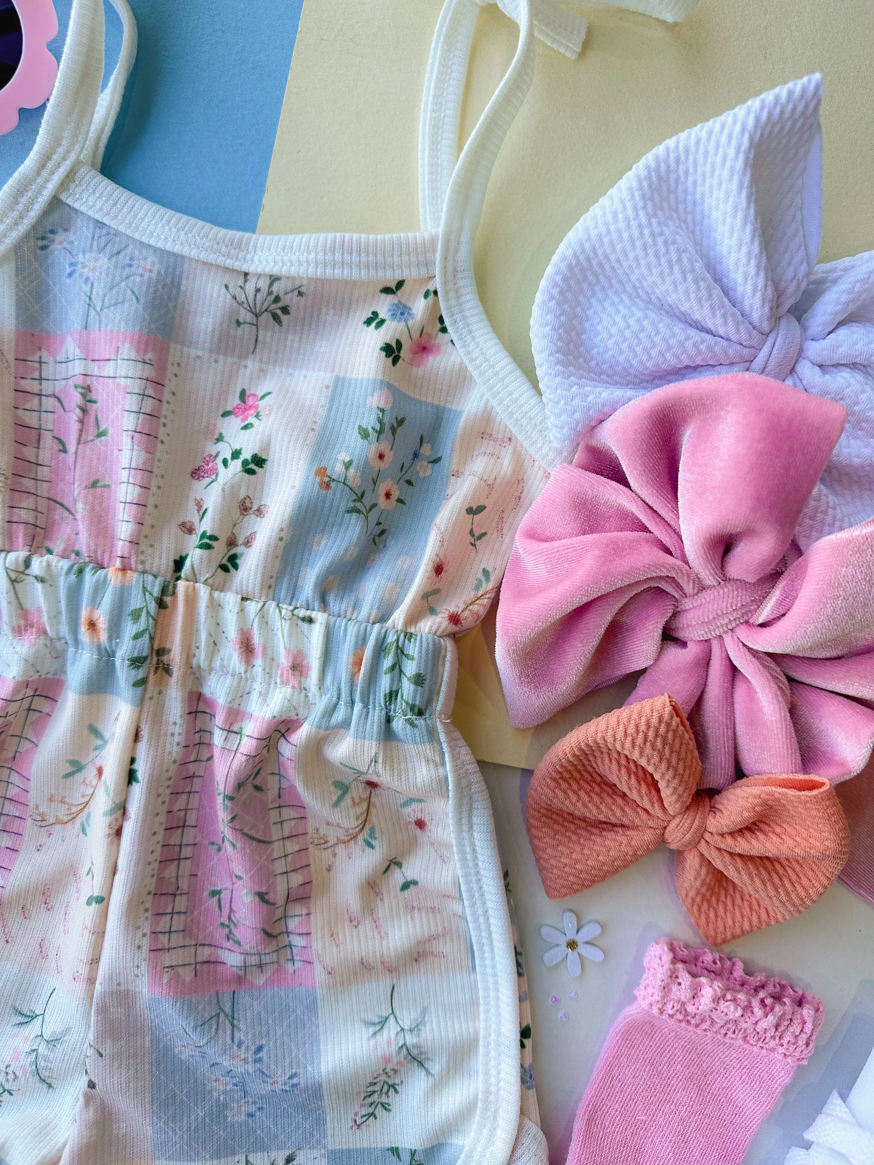 spring patchwork romper