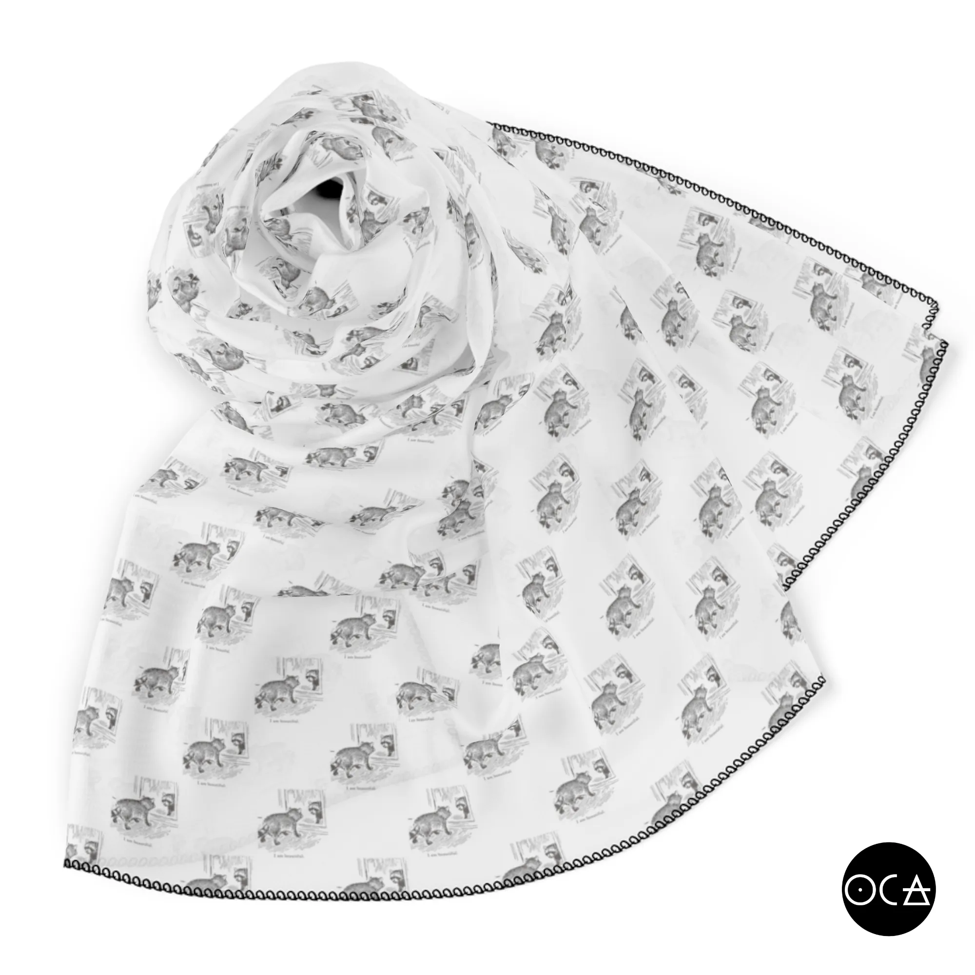 Storyscarf: The Beautiful Raccoon (Sheer Scarf/Multiple Colors)