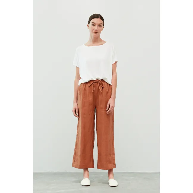 Sunnyside Drawstring Linen Clay Pants