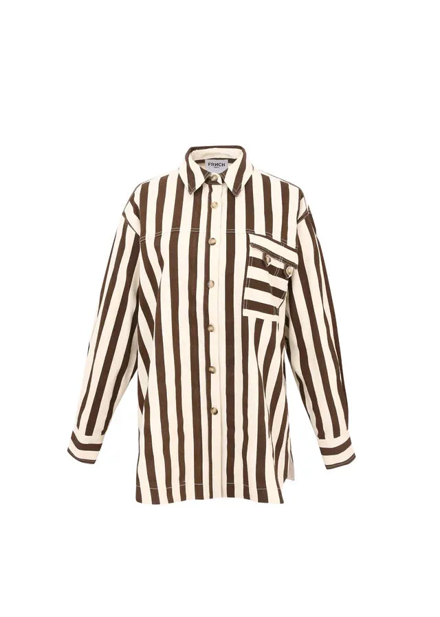 The Edita Shirt by FRNCH - Chocolate Stripe
