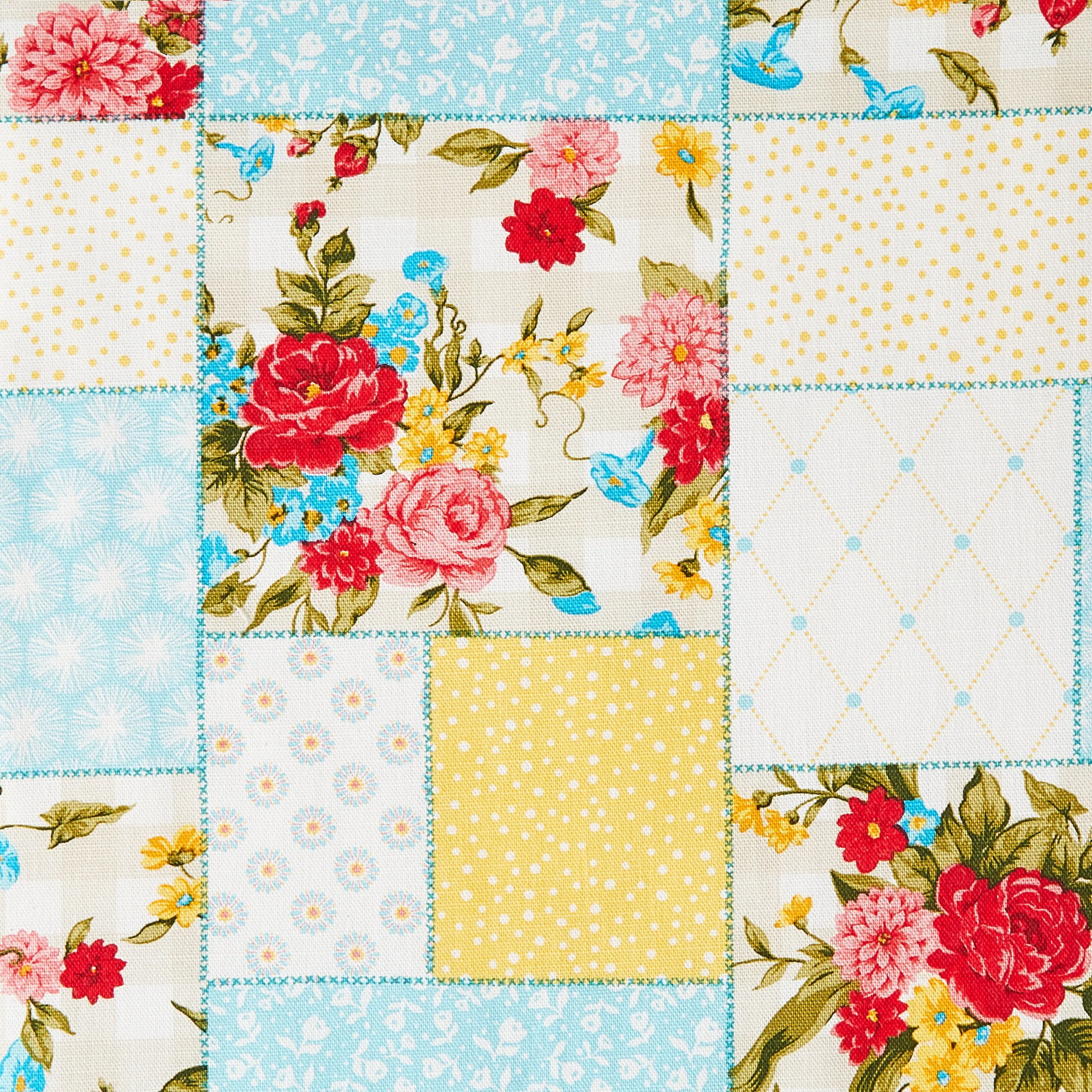 The Pioneer Woman Sweet Rose Patchwork Tablecloth 70" Round Country Farmhouse