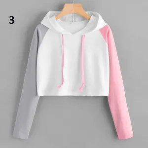 Three Tone Crop Hoodie