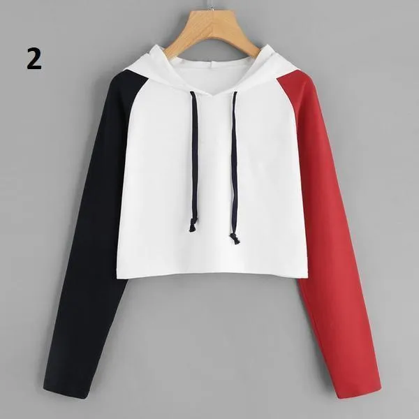 Three Tone Crop Hoodie