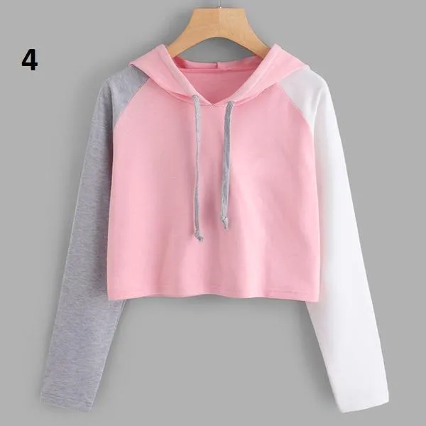 Three Tone Crop Hoodie