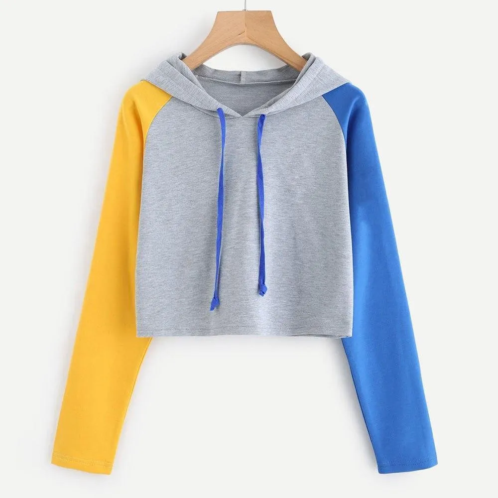 Three Tone Crop Hoodie