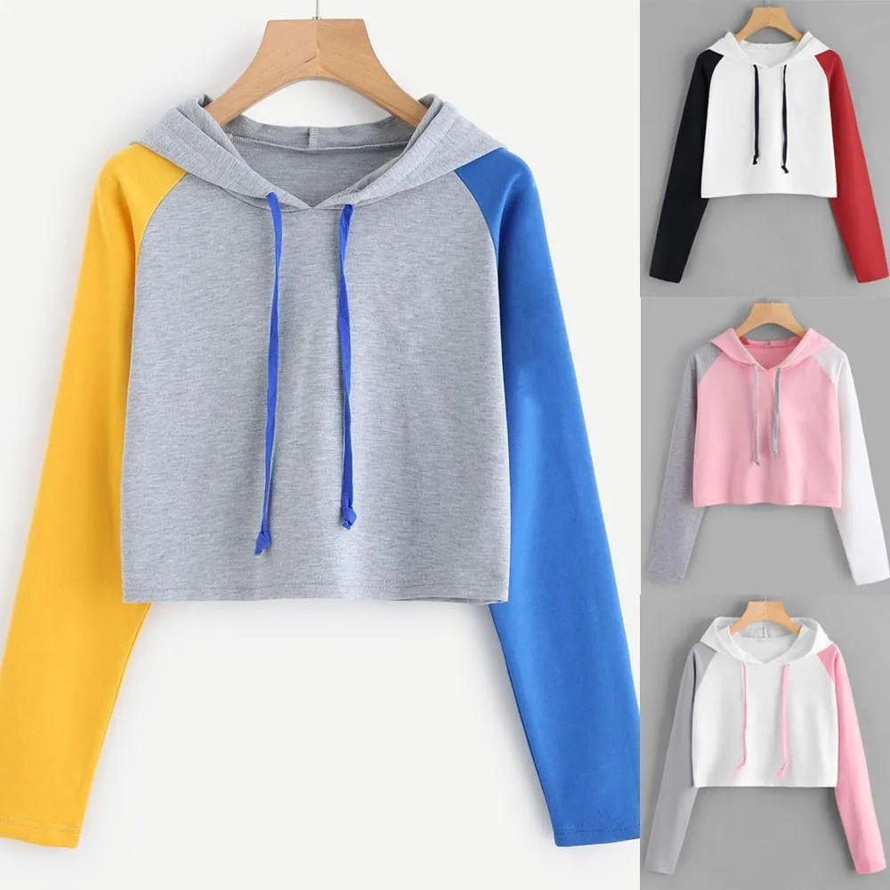 Three Tone Crop Hoodie