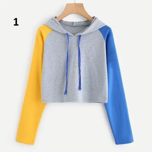 Three Tone Crop Hoodie