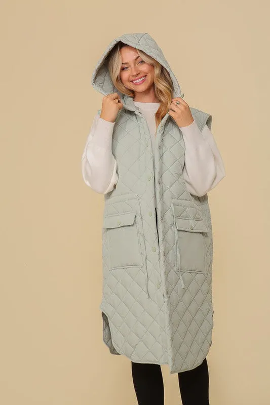 TIMING Oversized Quilted Midi Jacket