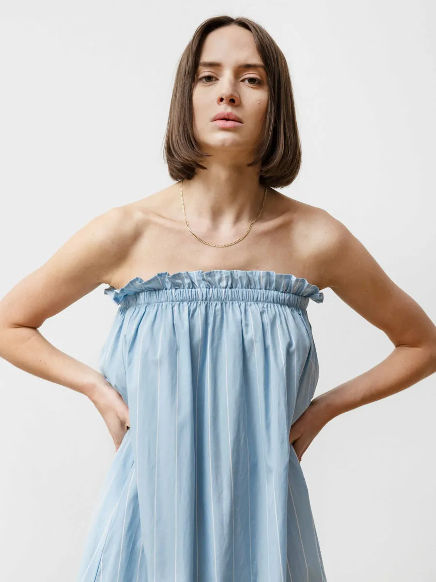 tube dress - striped poplin baby blue/white
