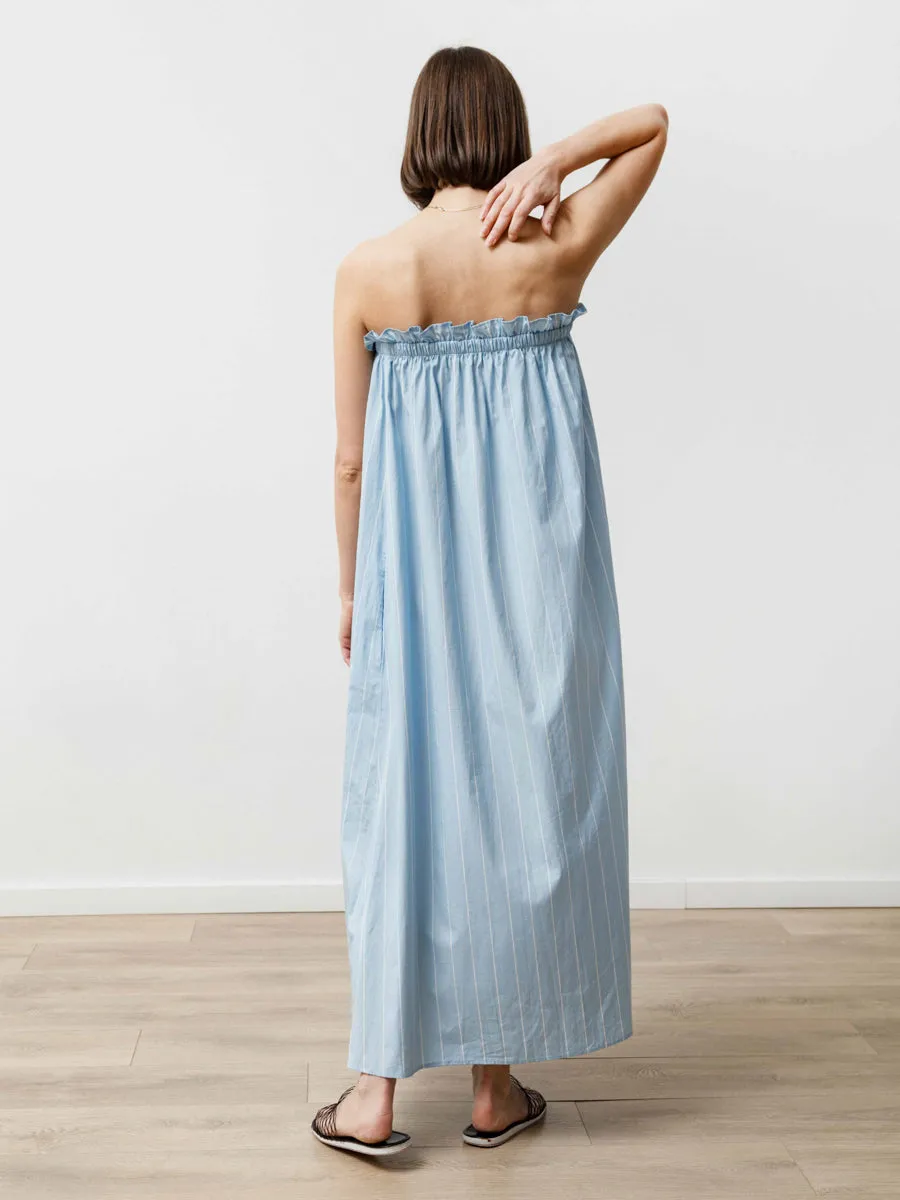 tube dress - striped poplin baby blue/white