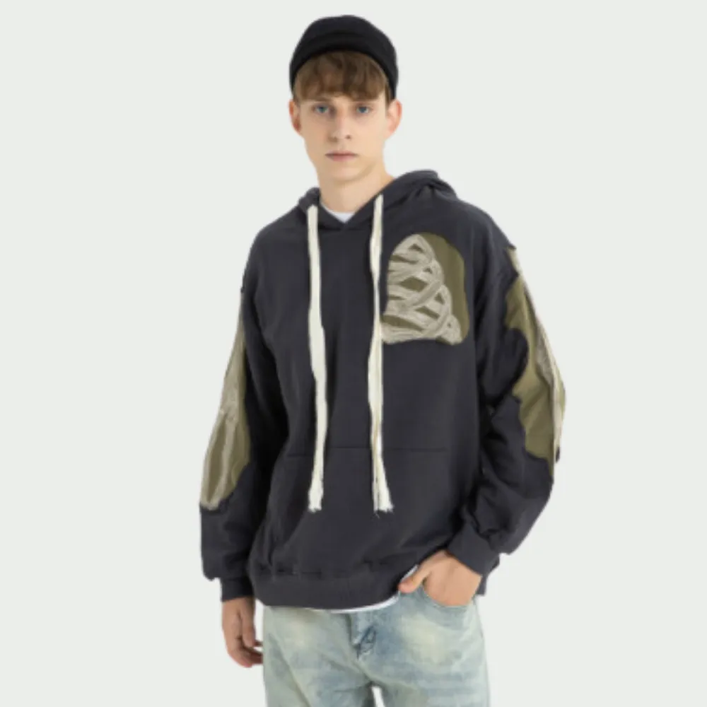 Urban Ripped Patchwork Hoodie
