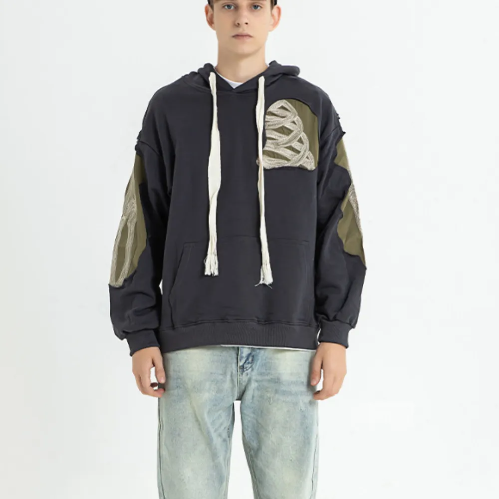 Urban Ripped Patchwork Hoodie