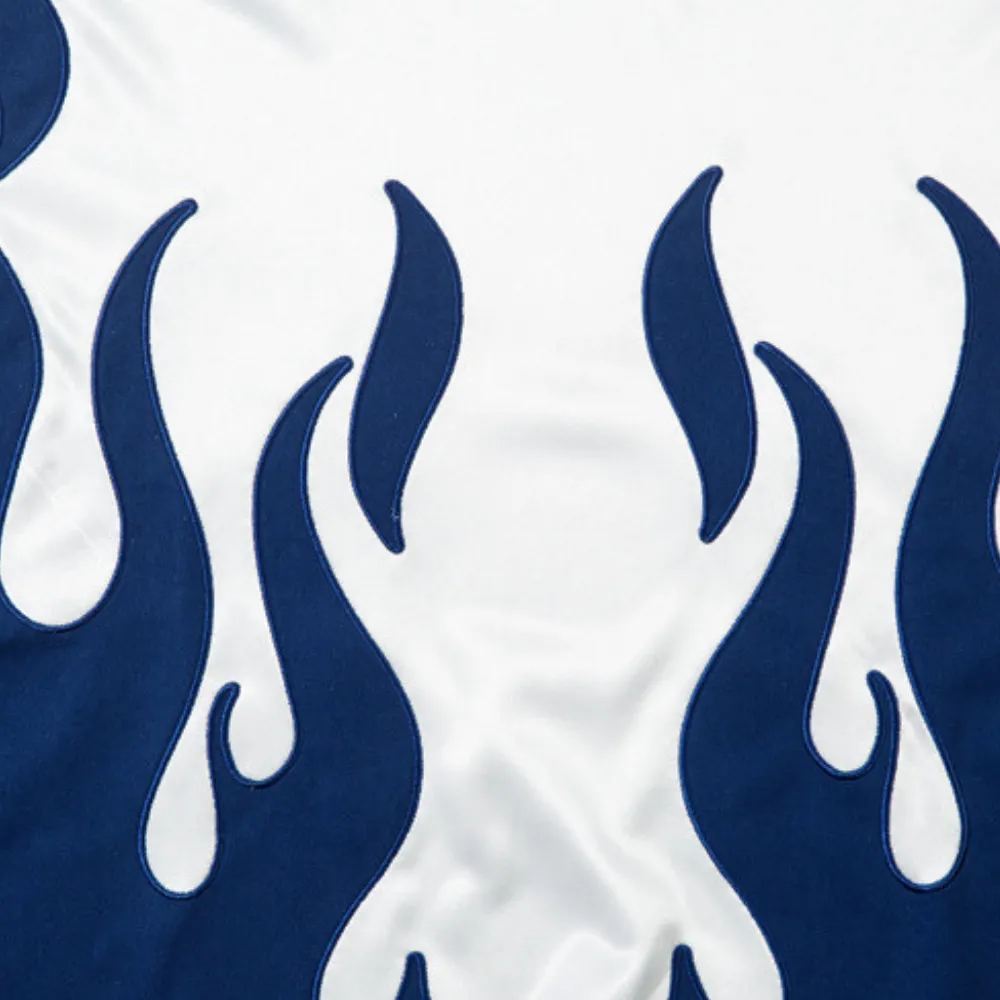 V-neck Flame Embroidery Patchwork Sweatshirt