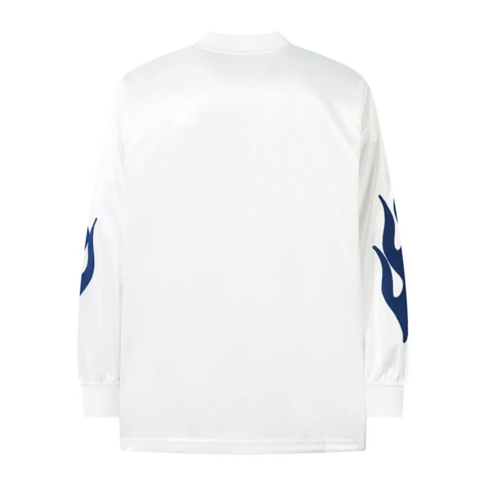 V-neck Flame Embroidery Patchwork Sweatshirt