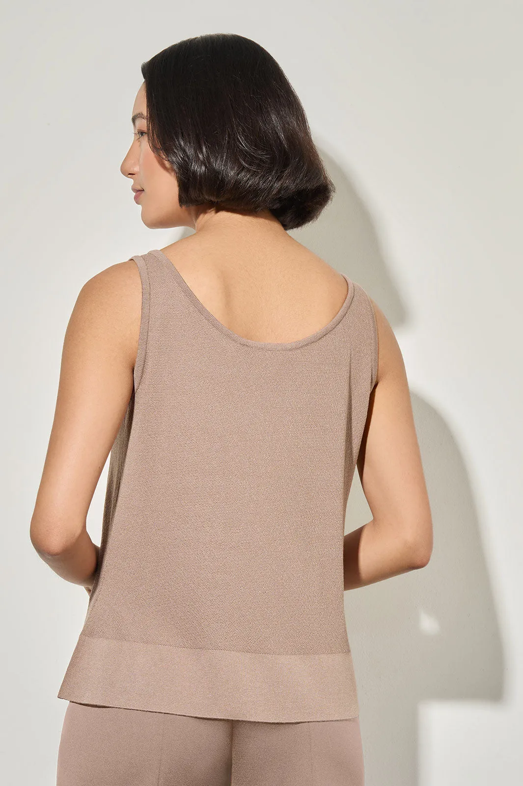 V-Neck Tank - Side-Slit Soft Knit, Java