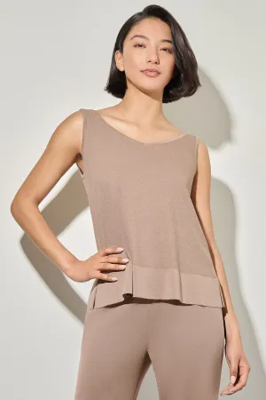V-Neck Tank - Side-Slit Soft Knit, Java