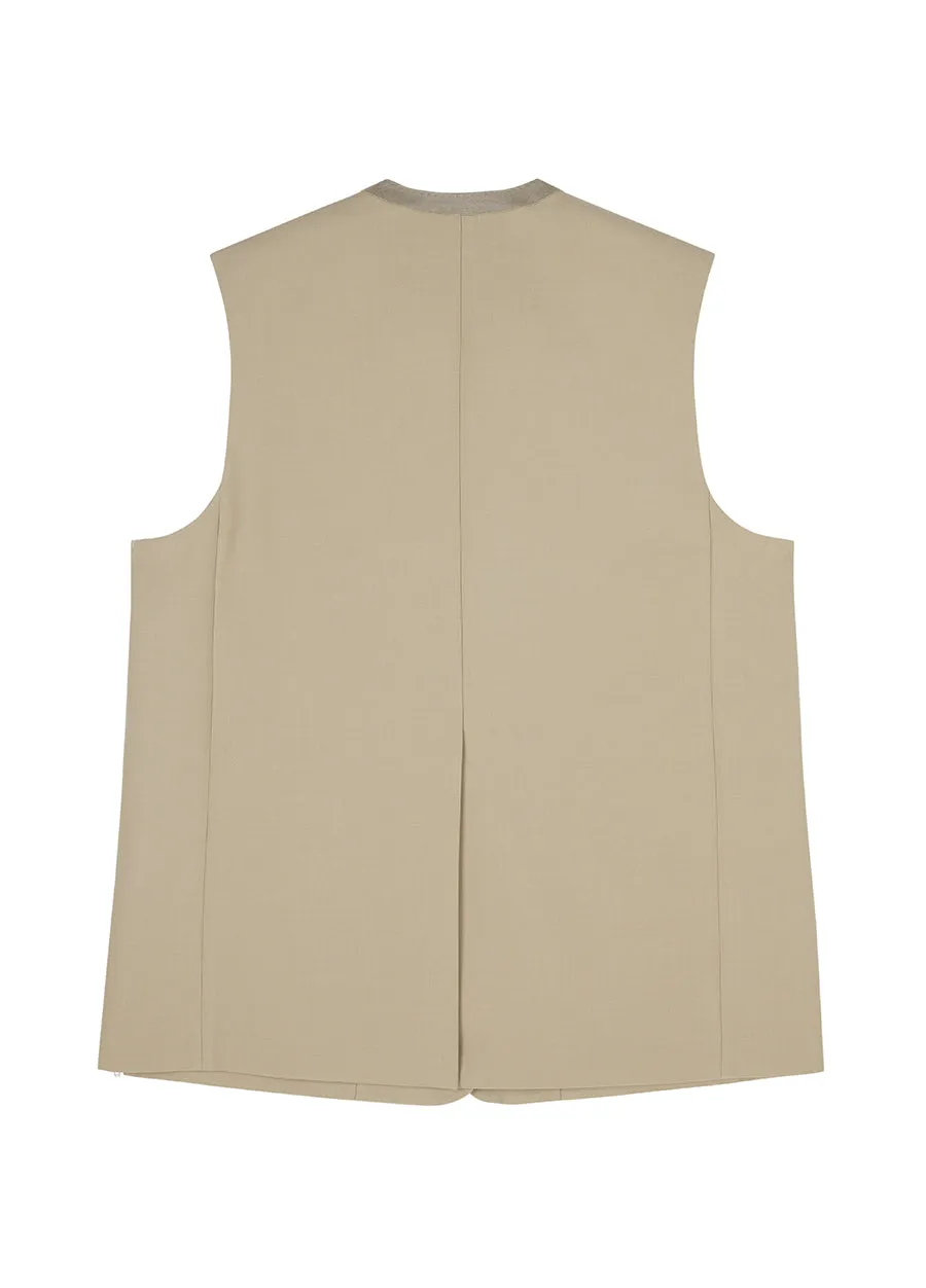 Vest/JNBY V-neck H-shaped Loose Fitting Midi Vest