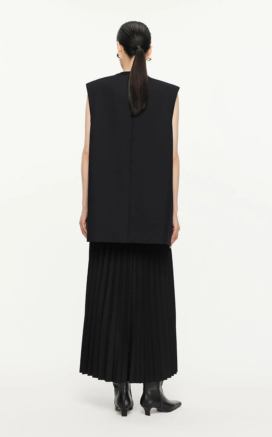 Vest/JNBY V-neck H-shaped Loose Fitting Midi Vest