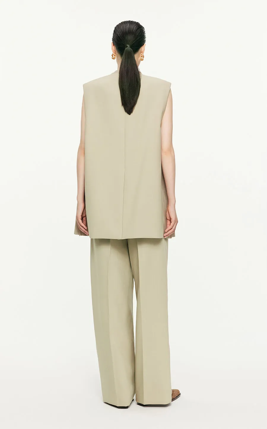 Vest/JNBY V-neck H-shaped Loose Fitting Midi Vest
