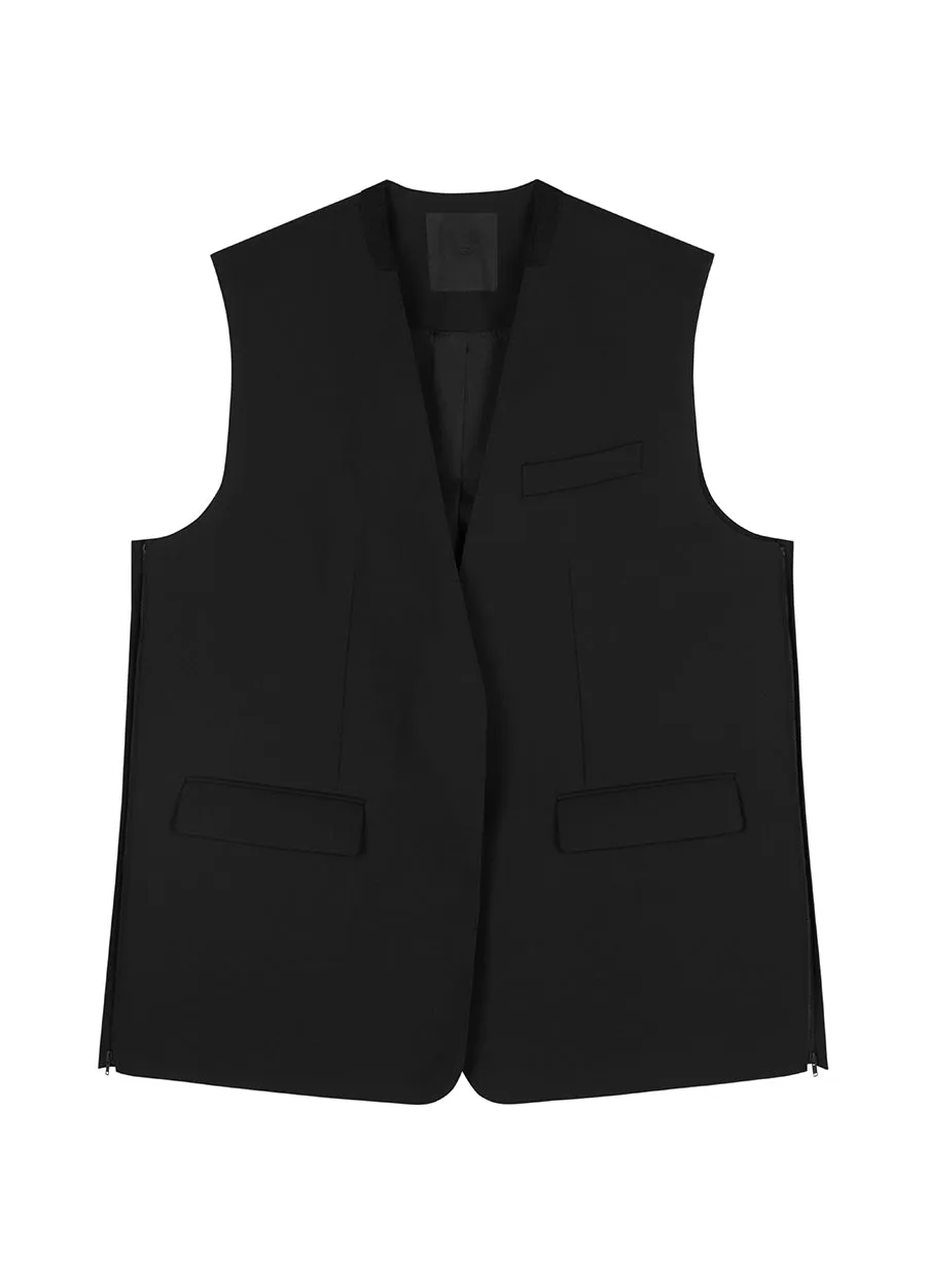 Vest/JNBY V-neck H-shaped Loose Fitting Midi Vest