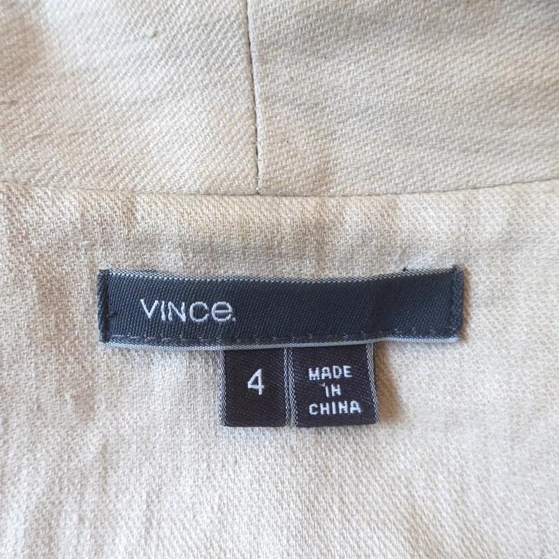 Vince Blazer Light Beige Rustic Linen Size 4 Open-Front Jacket