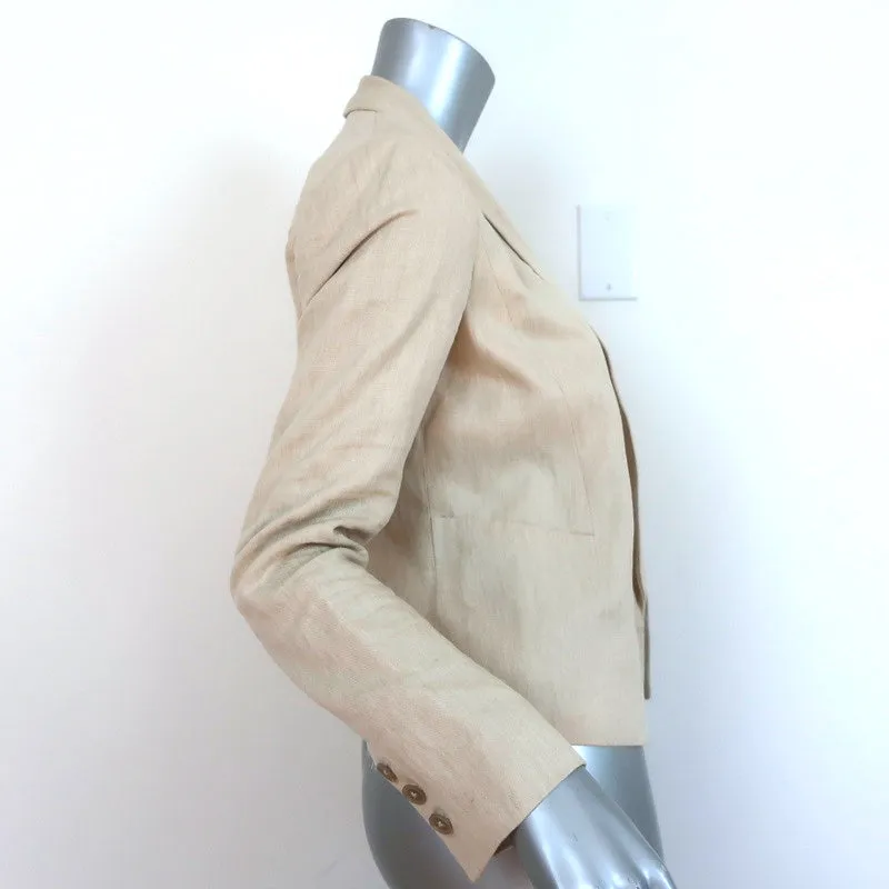 Vince Blazer Light Beige Rustic Linen Size 4 Open-Front Jacket