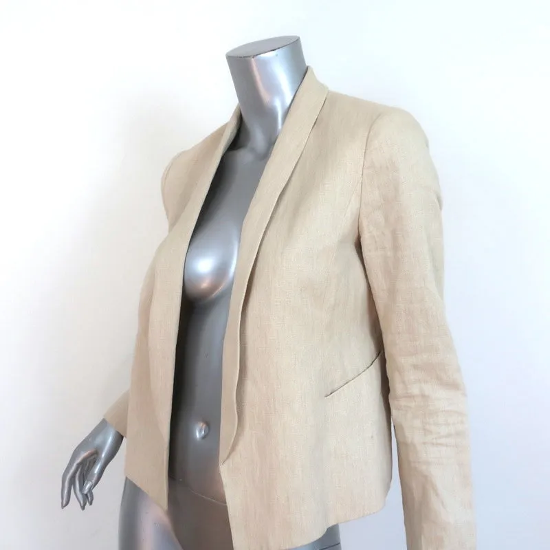 Vince Blazer Light Beige Rustic Linen Size 4 Open-Front Jacket