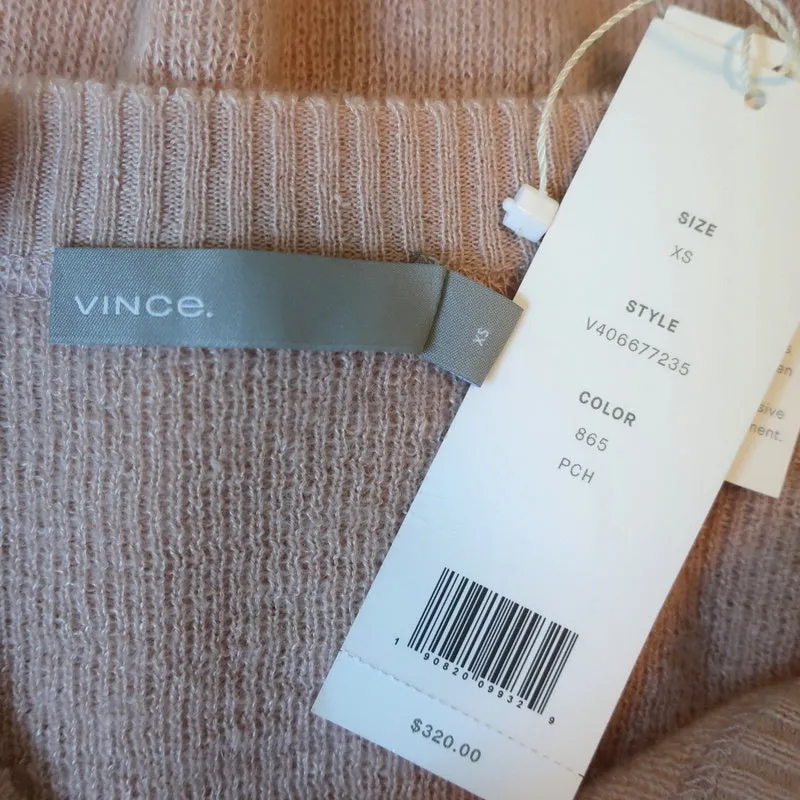 Vince Sweater Peach Cashmere-Linen Size Extra Small Crewneck Pullover NEW