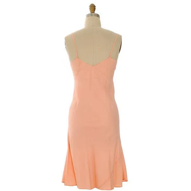Vintage 1930s Full Slip Bias Cut Peach Rayon Lace Trim Womens  Sz 36 NWOT