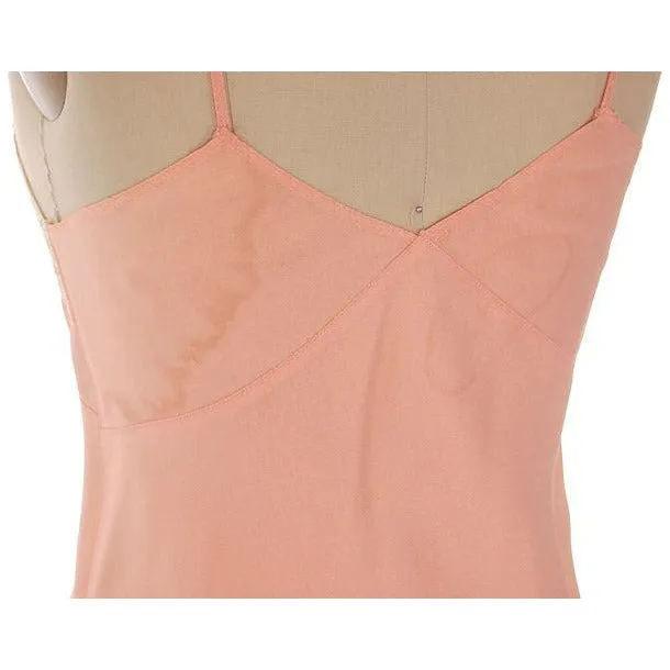 Vintage 1930s Full Slip Bias Cut Peach Rayon Lace Trim Womens  Sz 36 NWOT