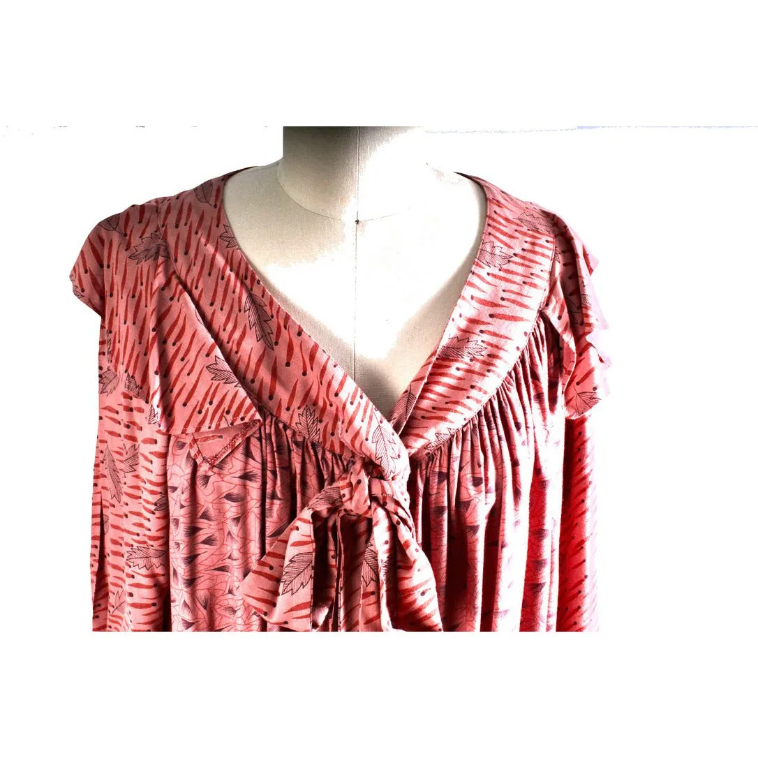Vintage 1970s Ossie Clark for Radley Pink Rayon Print Maxi Dress RARE12/M