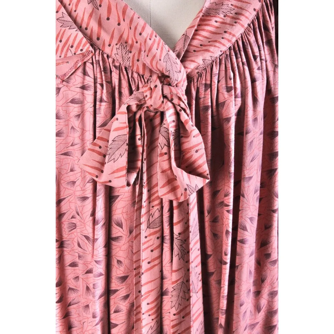 Vintage 1970s Ossie Clark for Radley Pink Rayon Print Maxi Dress RARE12/M