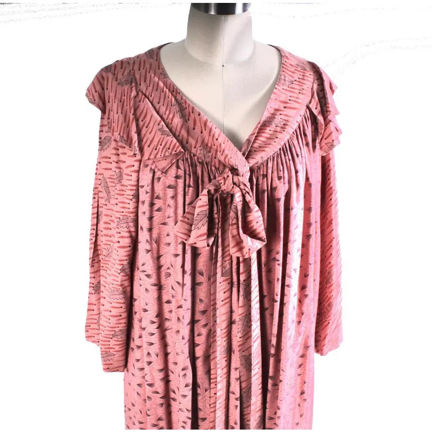 Vintage 1970s Ossie Clark for Radley Pink Rayon Print Maxi Dress RARE12/M