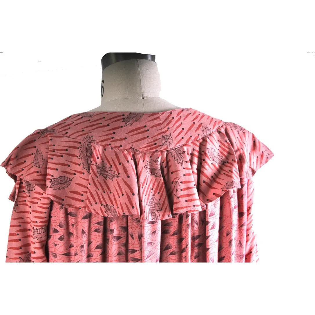 Vintage 1970s Ossie Clark for Radley Pink Rayon Print Maxi Dress RARE12/M
