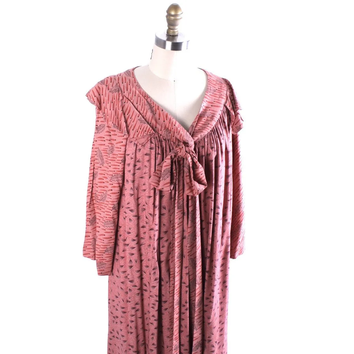 Vintage 1970s Ossie Clark for Radley Pink Rayon Print Maxi Dress RARE12/M