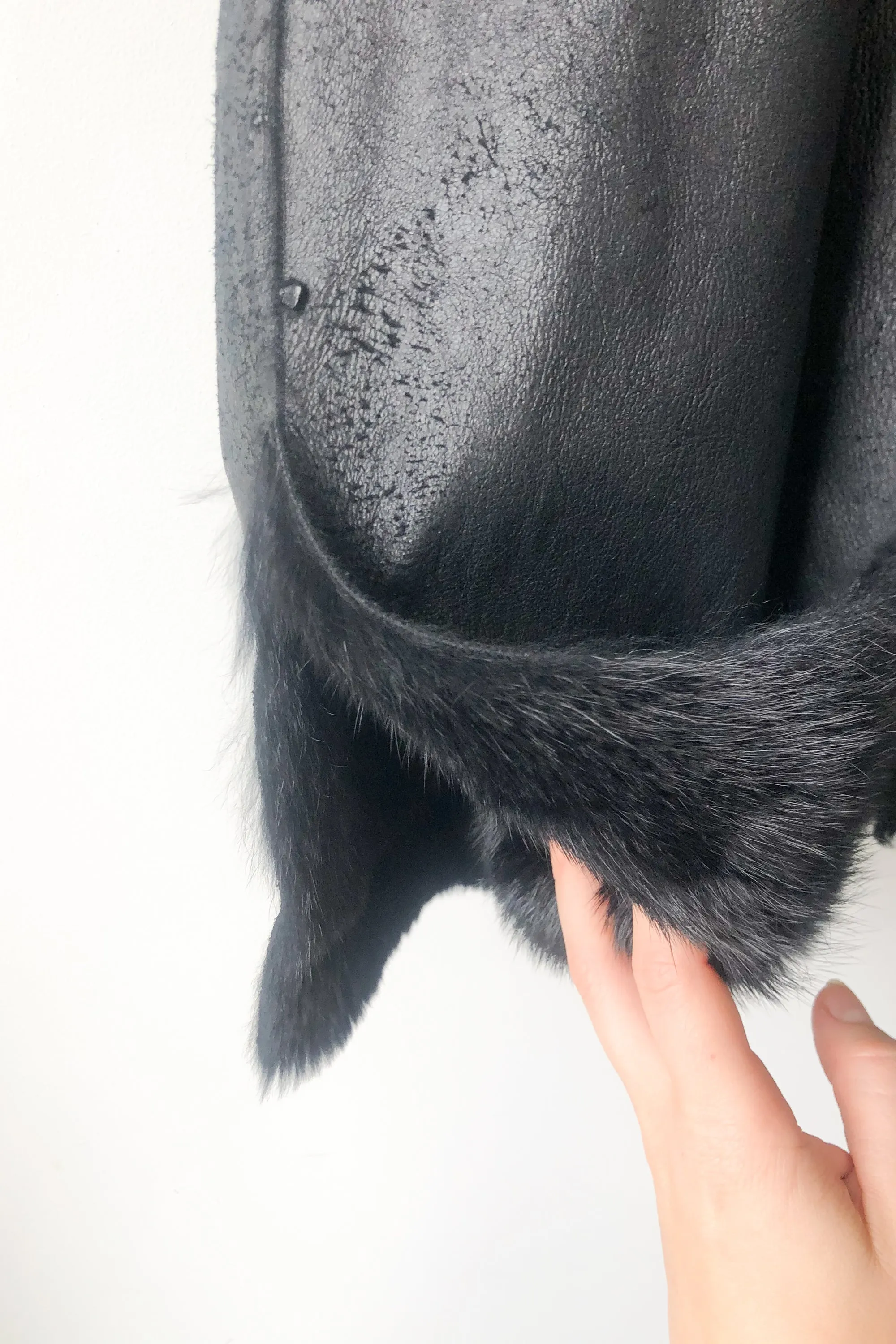 Vintage Black Fur Patchwork Jacket