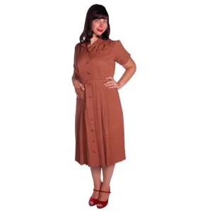 Vintage Brown Rayon Day Dress 1940s Activi-tee 40-31-40
