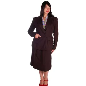 Vintage Brown Wool Ladies Dress Suit 1940s Worths 44-30-46