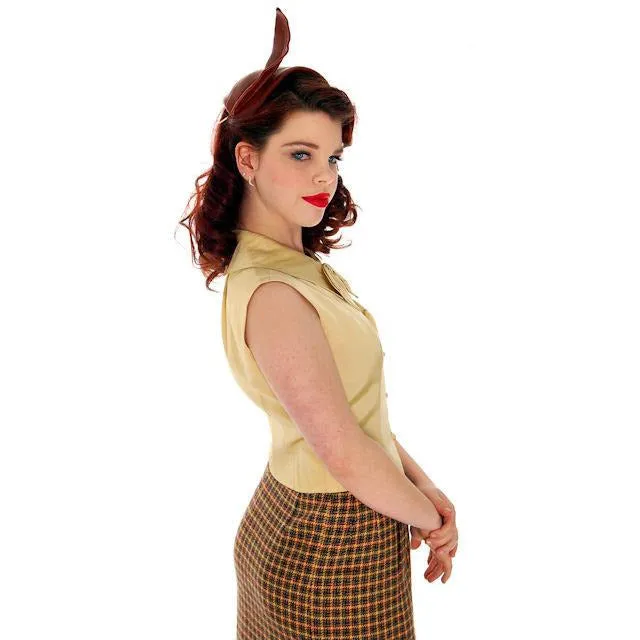 Vintage Gold Rayon Blouse 1950s Vio Vaneto Couture Boutique