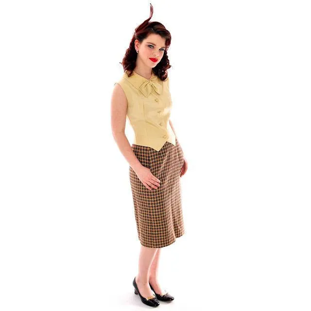 Vintage Gold Rayon Blouse 1950s Vio Vaneto Couture Boutique